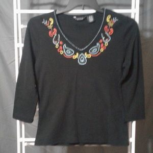 Reference Point Fabulous Black Beaded Top Size M